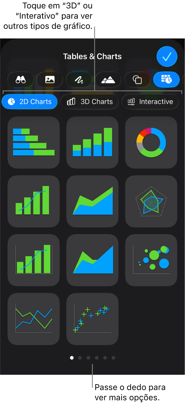 O menu “Adicionar gráfico”.