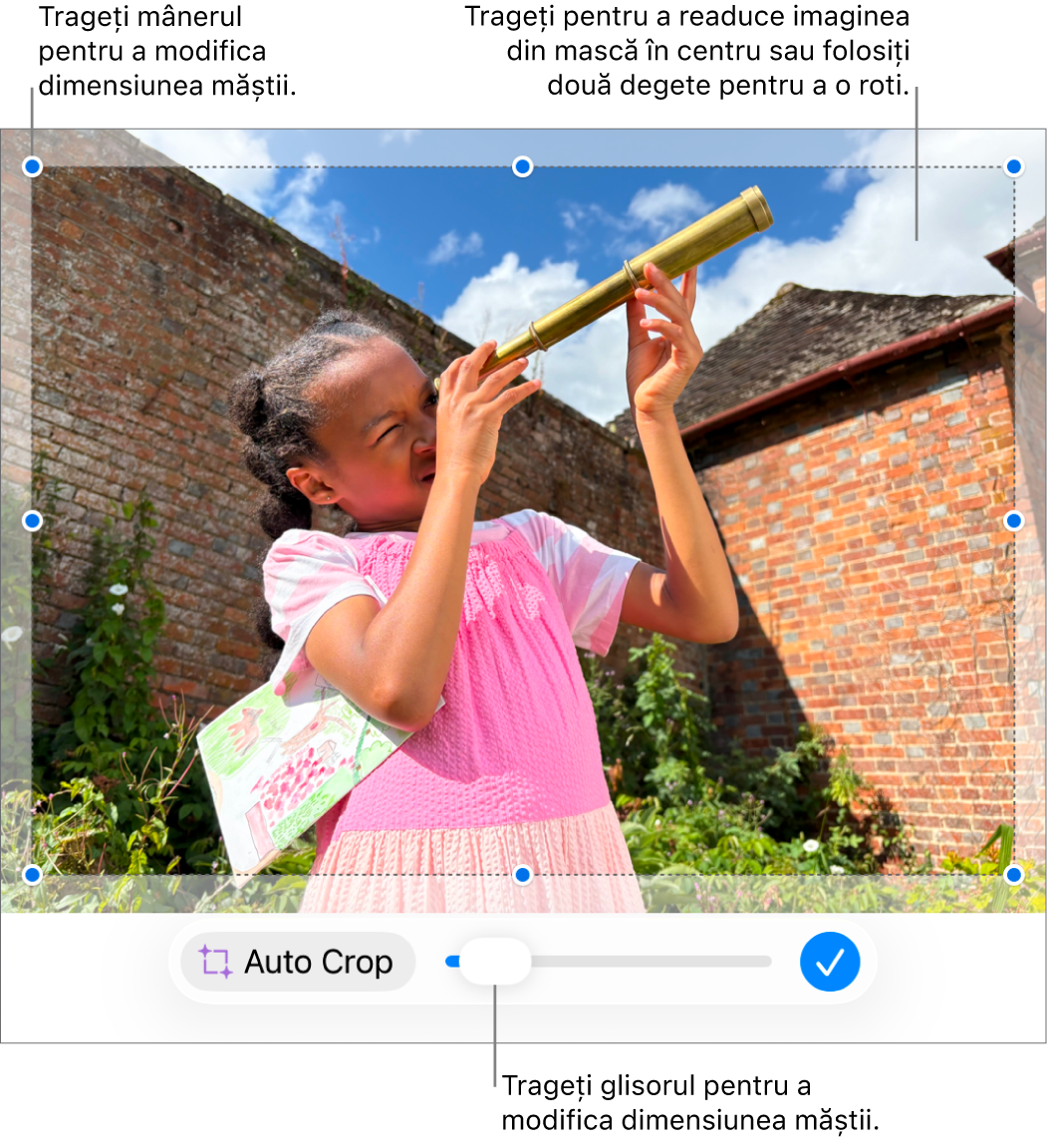 Glisorul măștii în partea de jos a pozei.