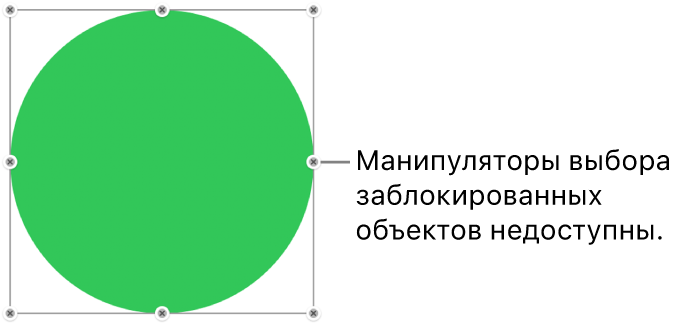 Закрепленный объект с недоступными манипуляторами выбора.