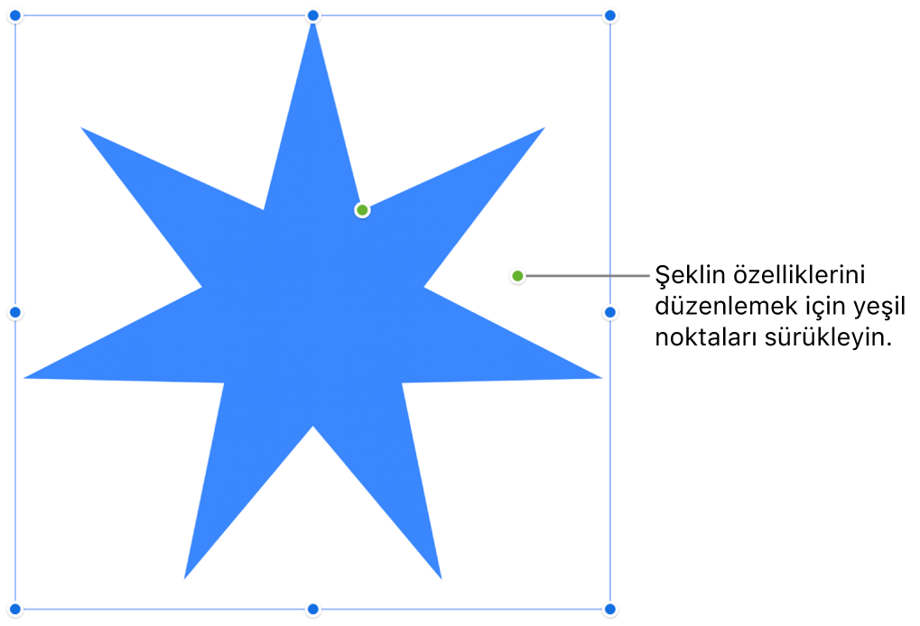 Seçim tutamakları olan bir şekil.