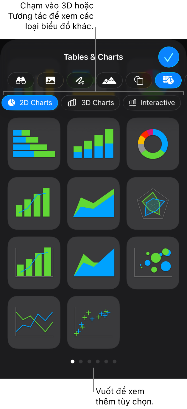 Menu thêm biểu đồ.