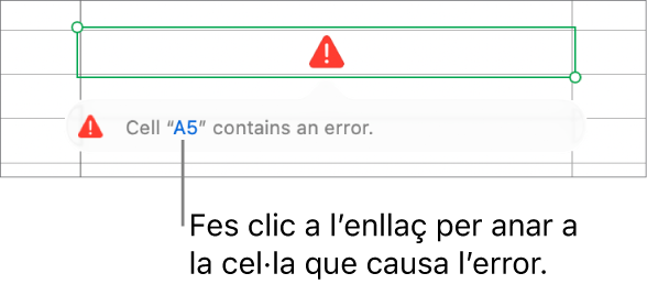 Un enllaç d’error de cel·la.