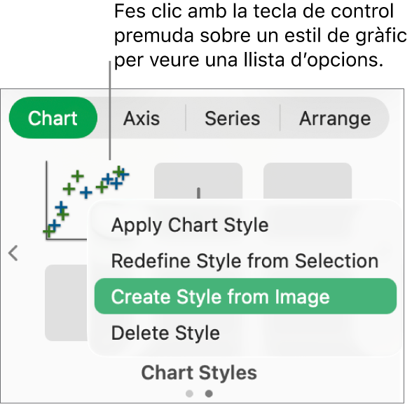 El menú de dreceres “Estil de gràfics”.