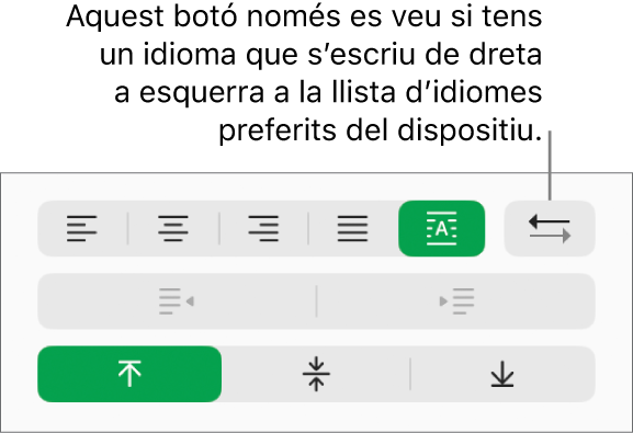 El botó “Direcció del paràgraf” de la secció Alineació de la barra lateral Format.