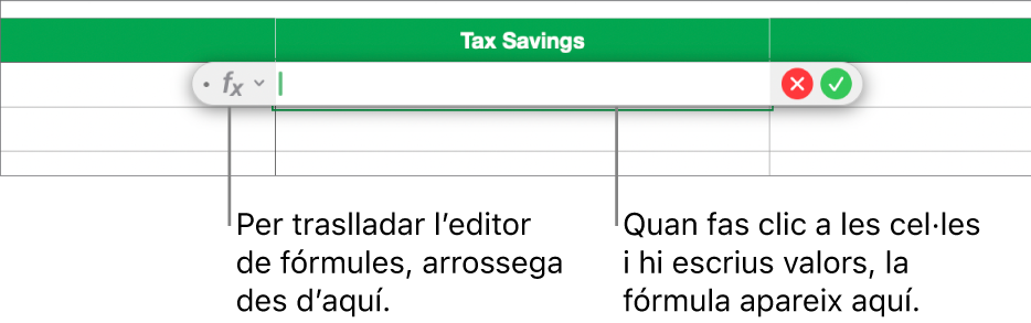 L’editor de fórmules.