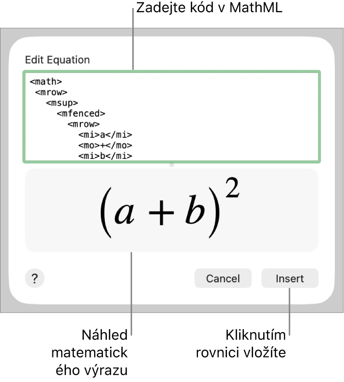 Pole Upravit rovnici obsahující rovnici směrnice přímky a pod ním náhled výsledného vzorce
