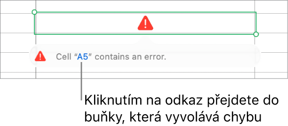 Odkaz na chybu buňky