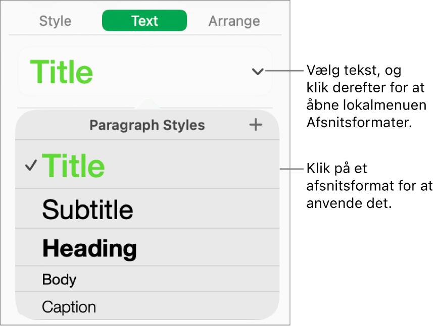 Menuen Afsnitsformater.