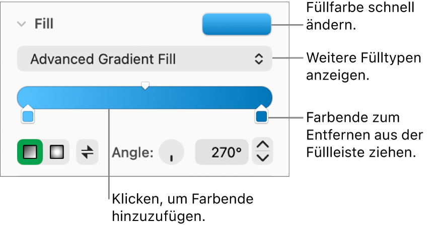 Steuerelemente zum Füllen von Objekten mit Farben