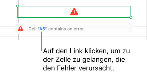 Eine Zellenreferenz bei einem Fehler