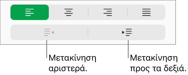 Επιλογές στοίχισης παραγράφου.