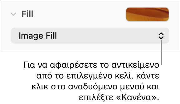 Το στοιχείο ελέγχου για την αφαίρεση ενός αντικειμένου από το επιλεγμένο κελί.