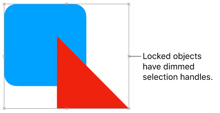 Locked objects with dimmed selection handles.