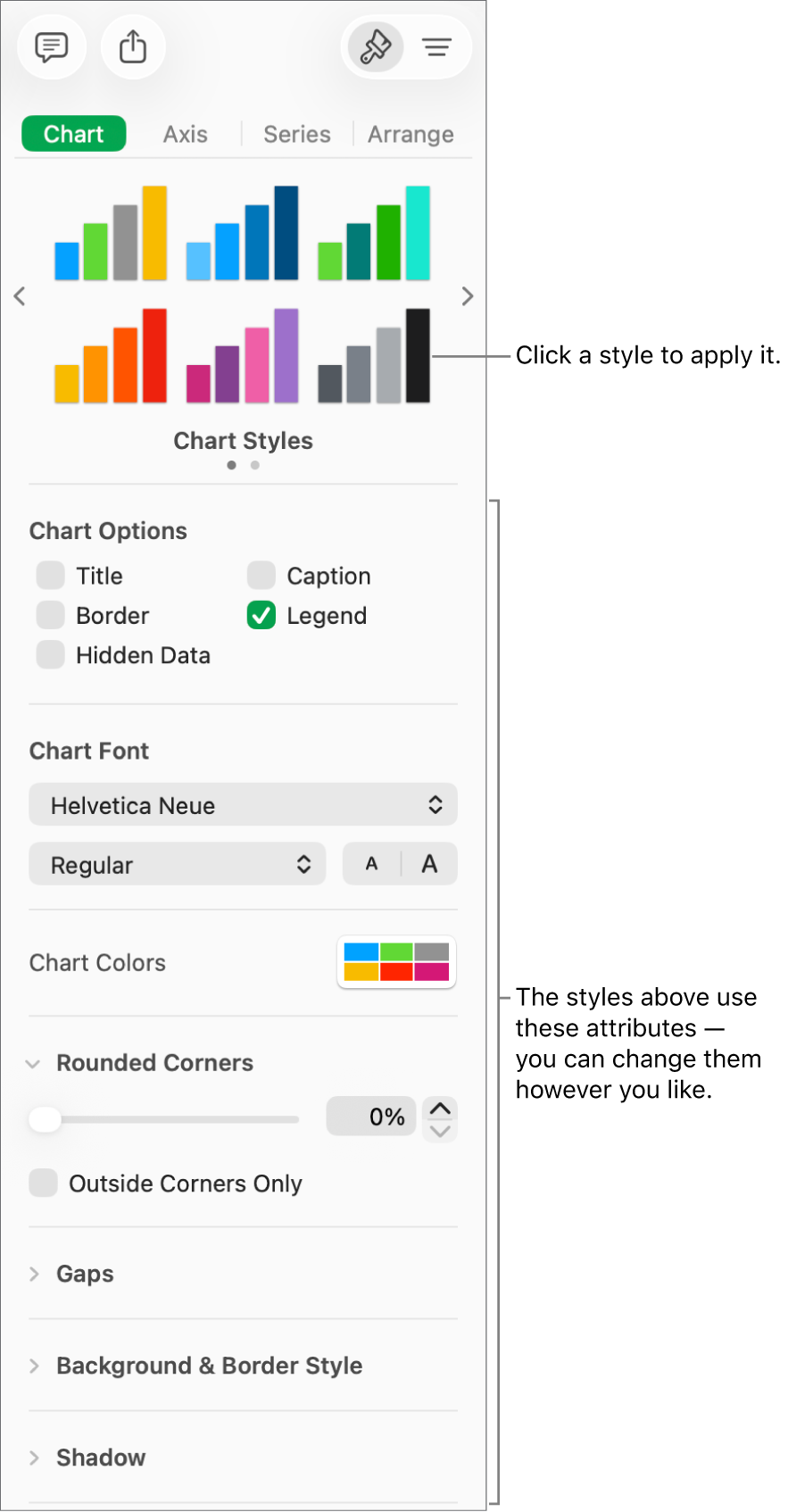 The Formatting sidebar showing the controls for formatting graphs.