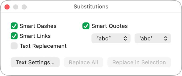 The Substitutions window.