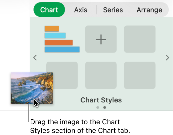 Dragging an image to the graph styles section of the sidebar to create a new style.