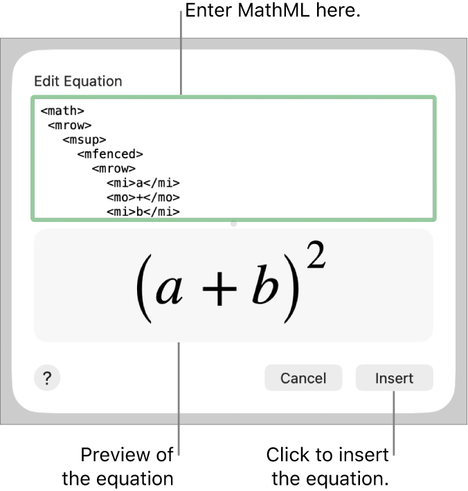 The equation for the slope of a line in the Edit Equation field, and a preview of the formula below.