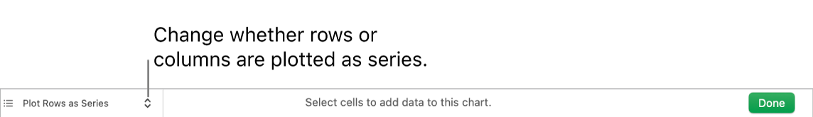The pop-up menu for choosing whether to plot rows or columns as series.