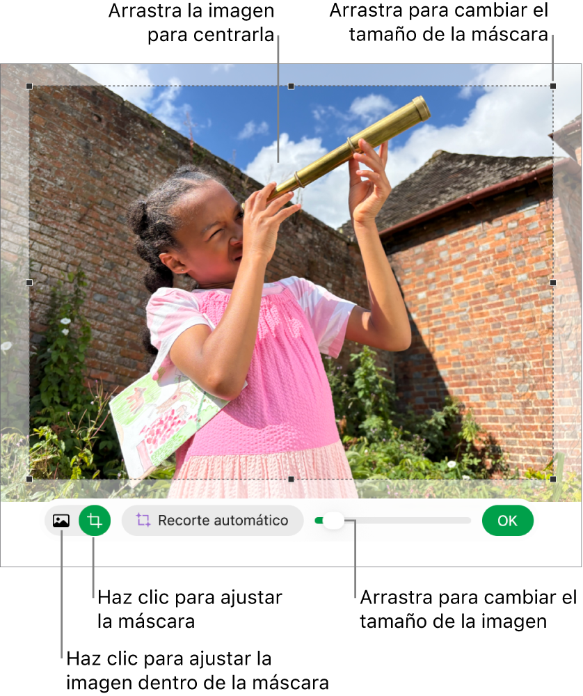 Los controles de máscara sobre una foto.