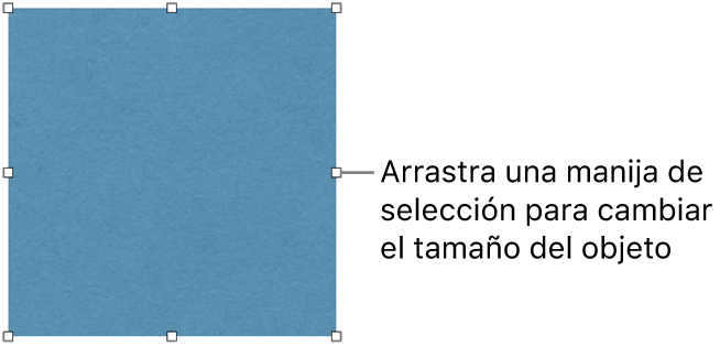 Un objeto con cuadrados blancos en su borde para cambiar el tamaño del objeto.