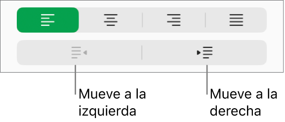 Opciones de alineación de párrafo.
