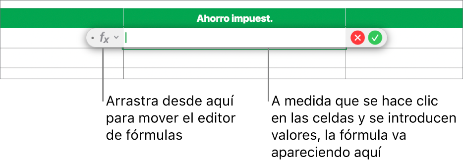 El editor de fórmulas.