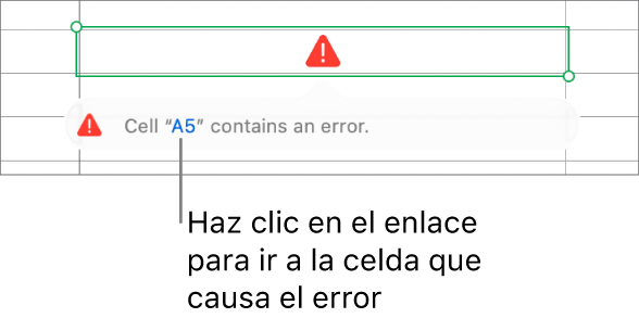 Enlace de error de celda.