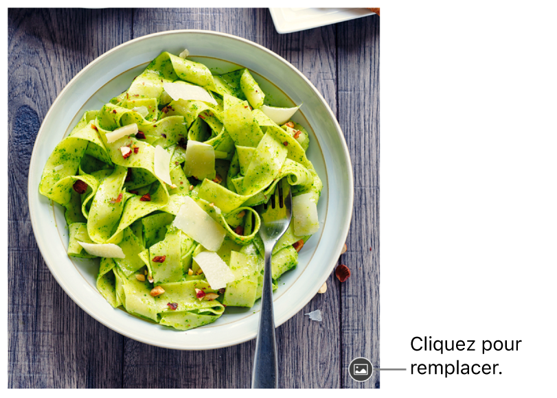 Image avec un bouton Remplacer l’image.