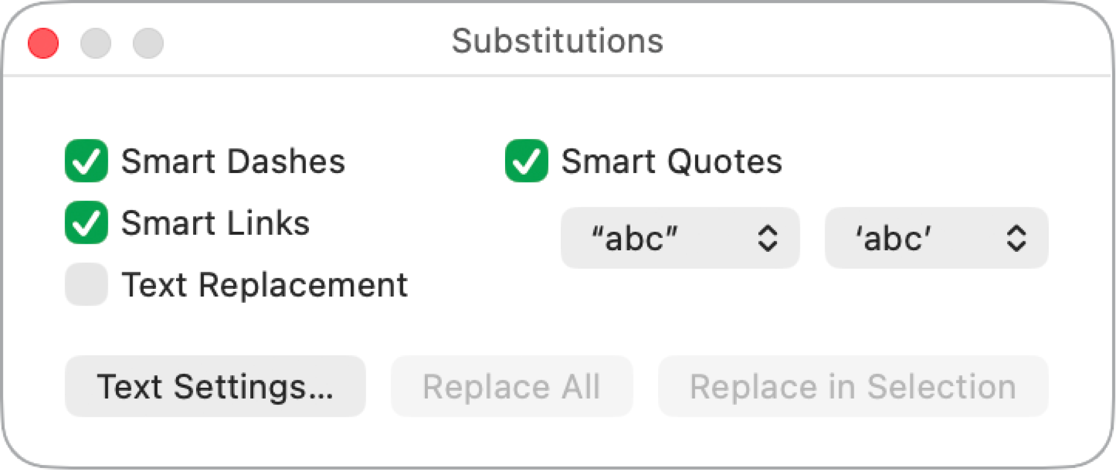 La fenêtre Substitutions.