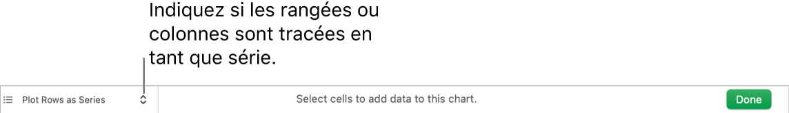 Menu contextuel permettant de tracer les rangées ou les colonnes sous forme de séries.