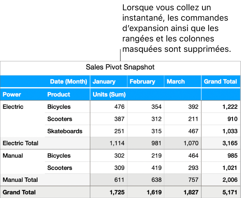Instantané de tableau croisé dynamique