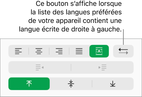 Le bouton « Direction du paragraphe » dans la section Alignement de la barre latérale Format.