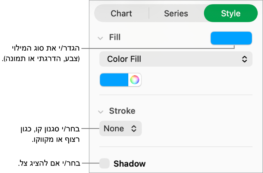 כלי בקרה לשינוי המראה של סדרת נתונים.