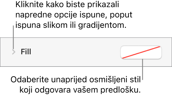 Kontrole za odabir boje ispune.