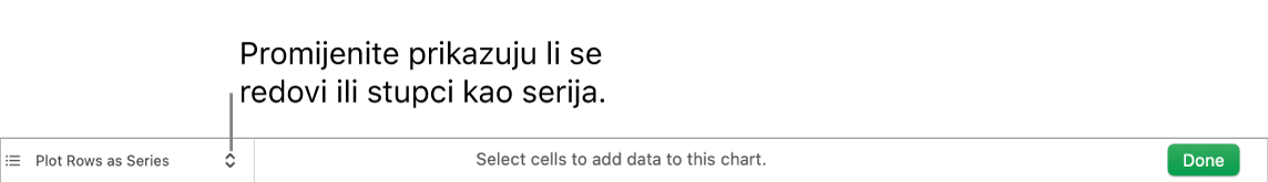 Skočni izbornik za odabir hoće li se redci ili stupci sakupljati kao serije.
