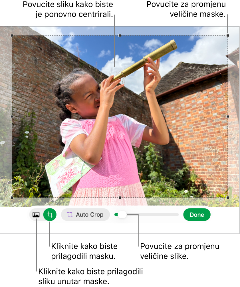 Kontrole maske iznad slike.