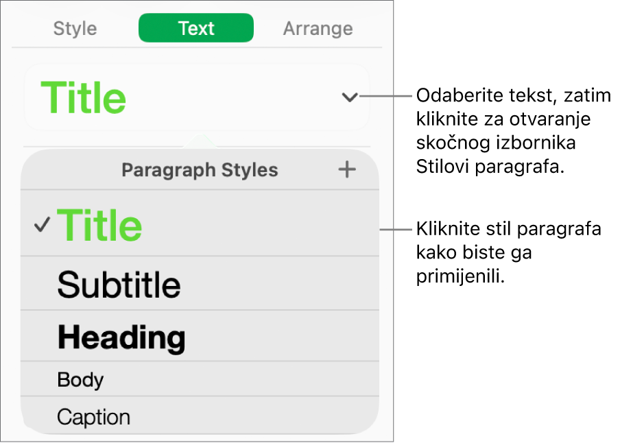 Izbornik Stilovi paragrafa.