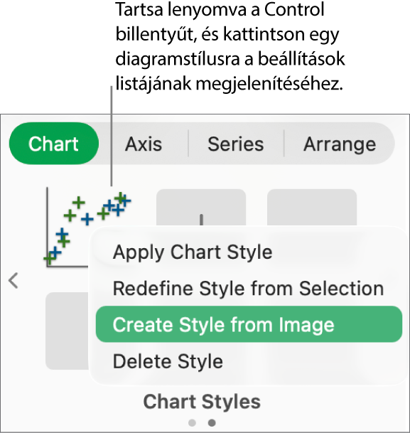 A Diagramstílus helyi menü.