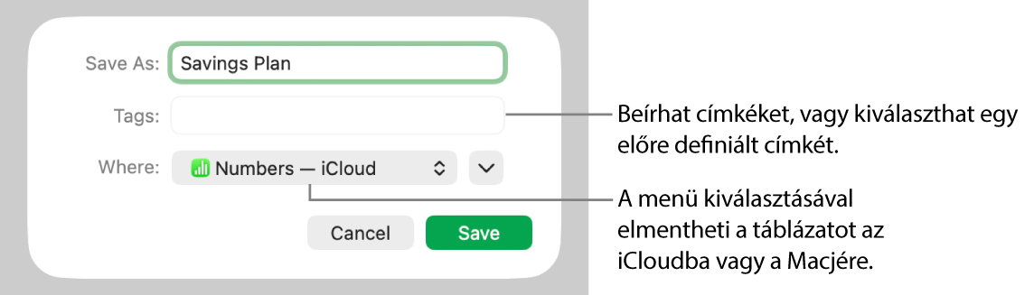 A Mentés mint párbeszédpanel.
