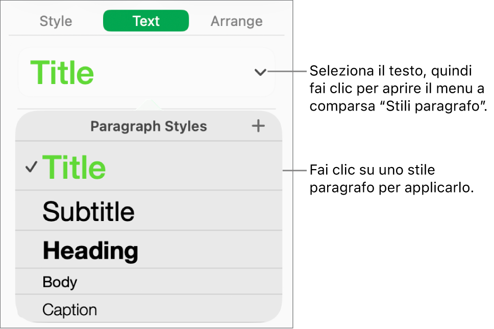 Menu “Stili Paragrafo”.