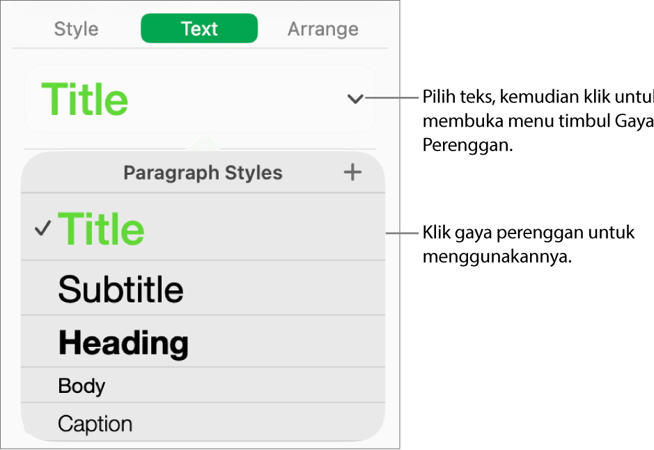 Menu Gaya Perenggan.
