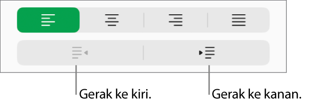 Pilihan penjajaran perenggan.