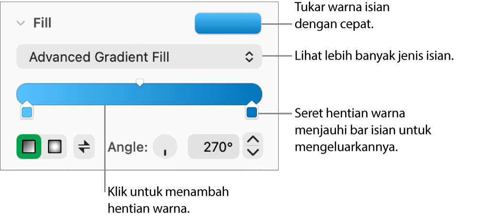 Kawalan untuk mengisikan objek dengan warna.
