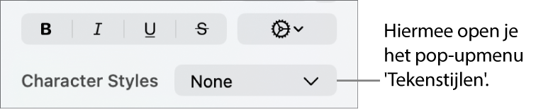 Het pop‑upmenu 'Tekenstijlen'.