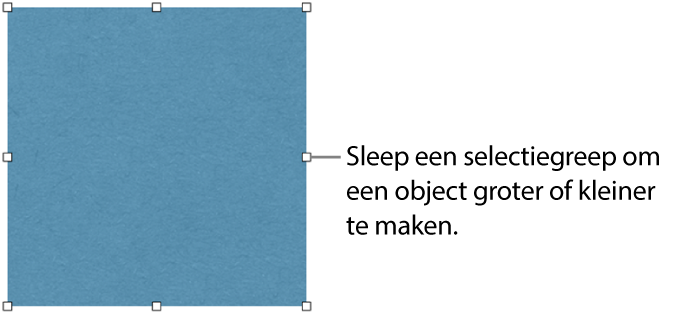 Een object met witte vierkantjes op de rand om de grootte van het object aan te passen.