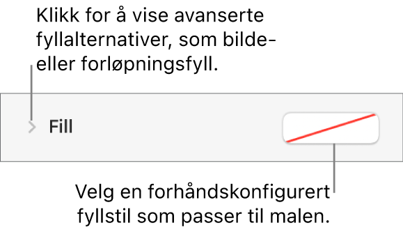 Kontrollene som brukes til å velge fyllfarge.