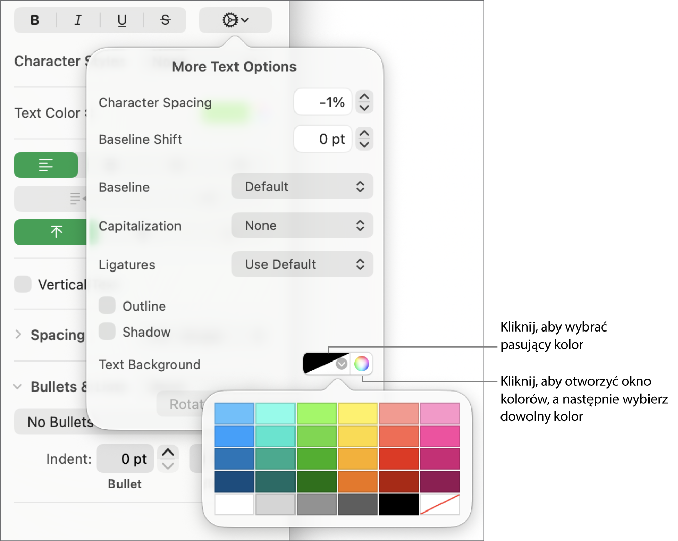 Narzędzia wybierania wypełnienia znaków.