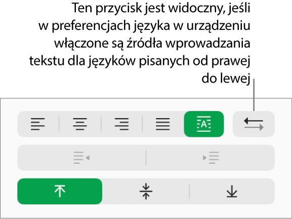 Przycisk Kierunek akapitu, znajdujący się w sekcji Wyrównanie na pasku bocznym Format.