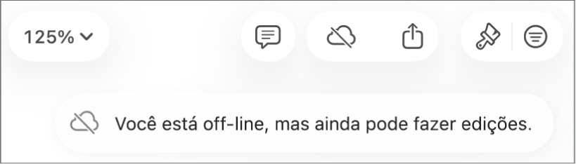 Alerta na tela informando que “Você está off-line, mas ainda pode fazer edições.”