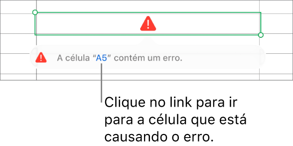 Um link de erro de célula.